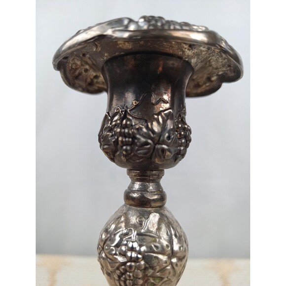 Godinger Silver Plated Candlestick Holder Candelabra Grape And Leaves Motif - Picture 6 of 9